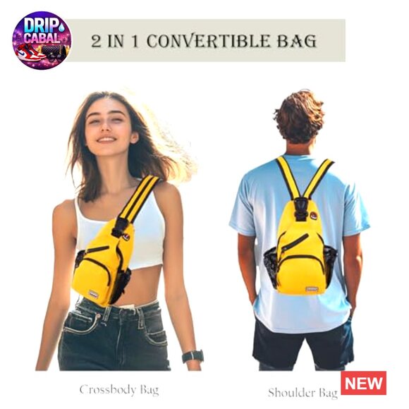 Waterproof Nylon Crossbody Sling Backpack with Adjustable Straps - Picture 5 of 6